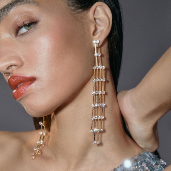 Anthropologie Ladder-Drop Rhinestone Earrings - Picture 2 of 4